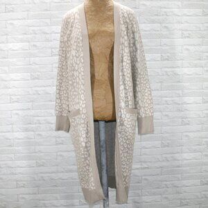 EXPRESS Coatigan Cardigan Longline Coat Animal Leopard Print Tan Cream SM